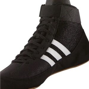 Adidas Youth Black & White High-Top Sneakers - wrestling boxing drumming US 5.5